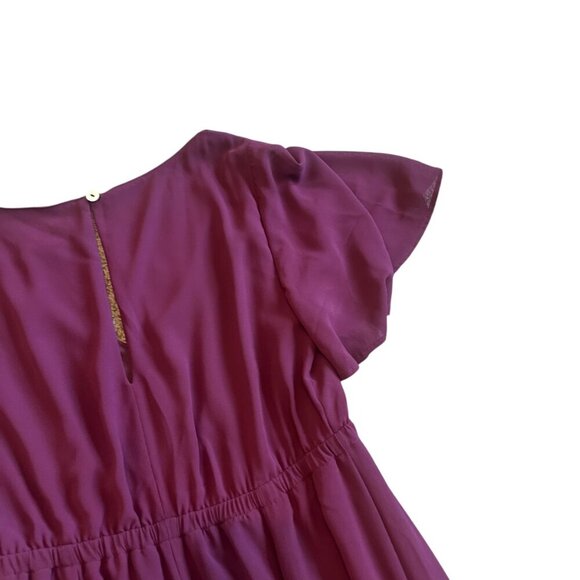 Show Me Your Mumu Burgundy Maxi Dress Gown Short Sleeve V-Neck Size Medium Women - Picture 8 of 12